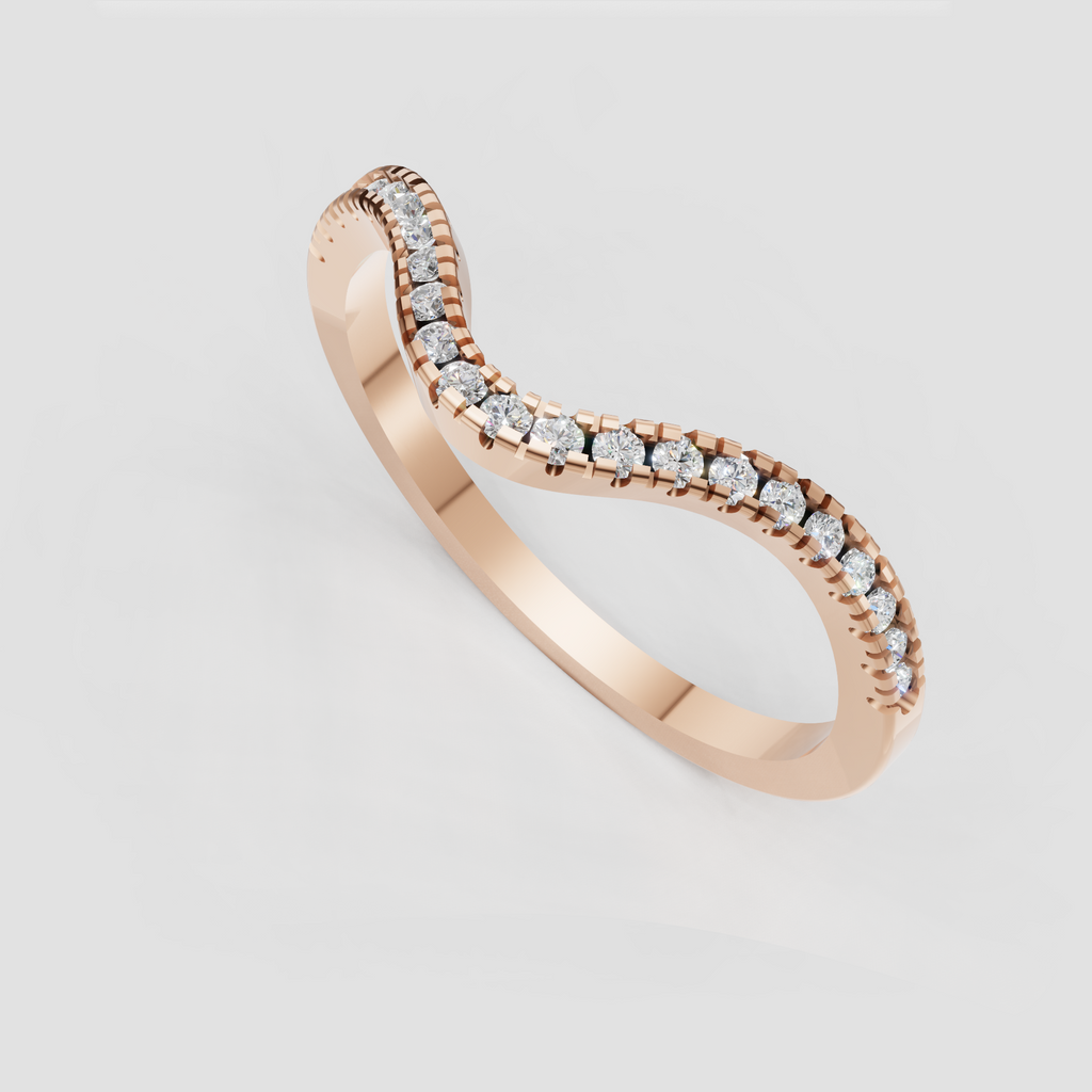 Curved diamond band with graceful wave-shaped silhouette