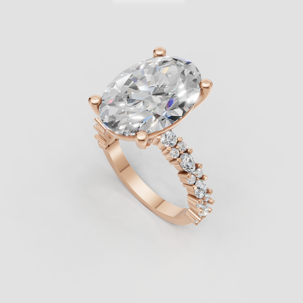 Luxury oval diamond ring with pear and round accent stones