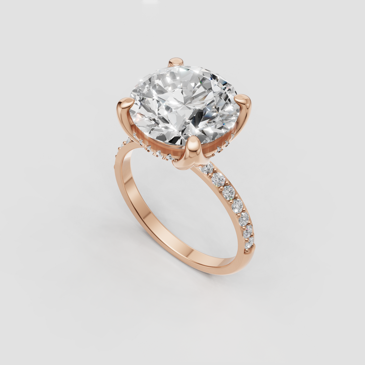 Round center diamond with sparkling pavé accent band