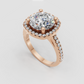 Side view of cushion engagement ring with raised gallery
