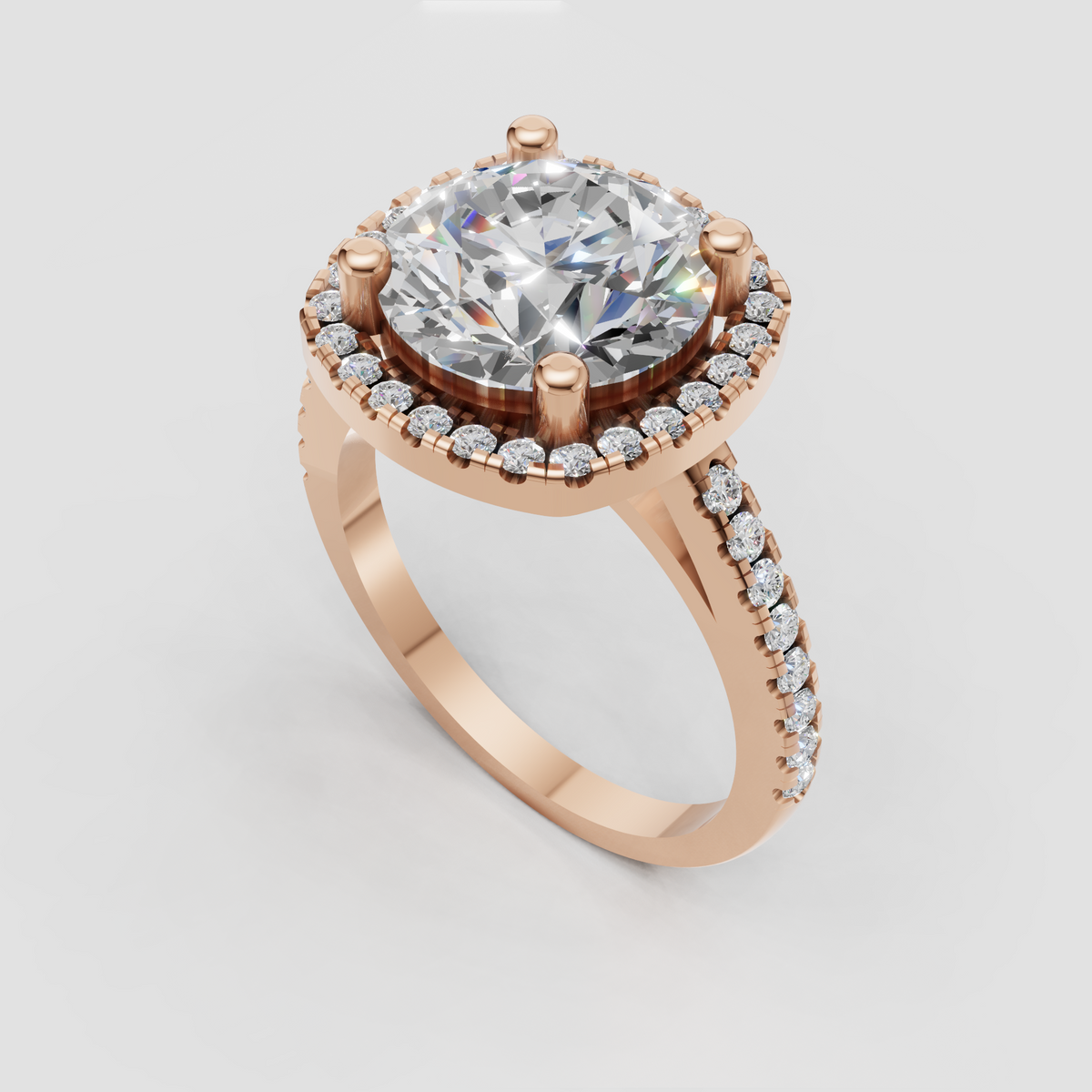 Side view of cushion engagement ring with raised gallery