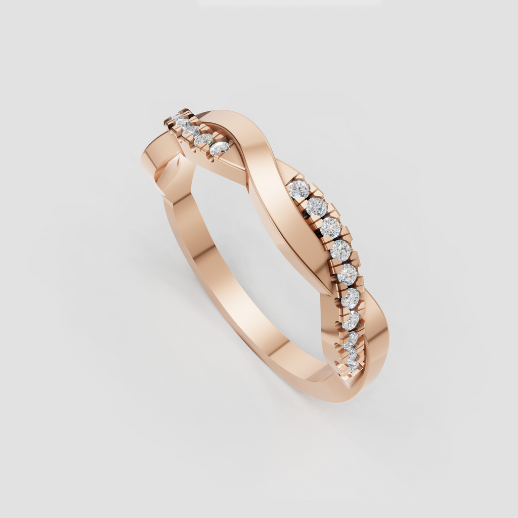 Round cut diamond half eternity band side view