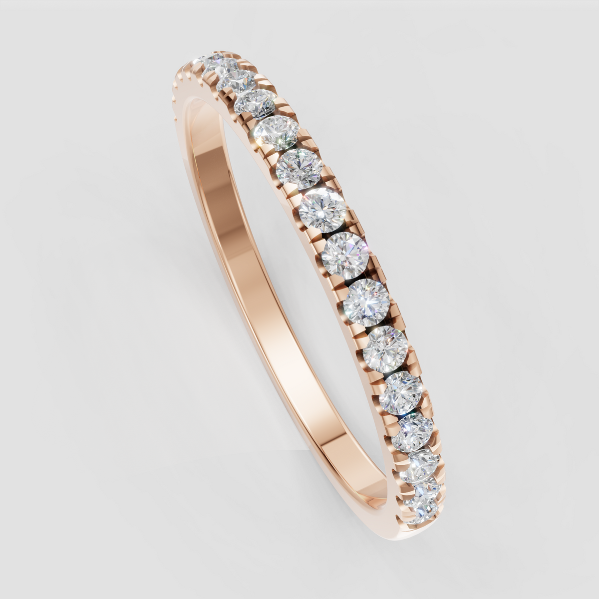 Luxury round diamond half eternity wedding ring in gold