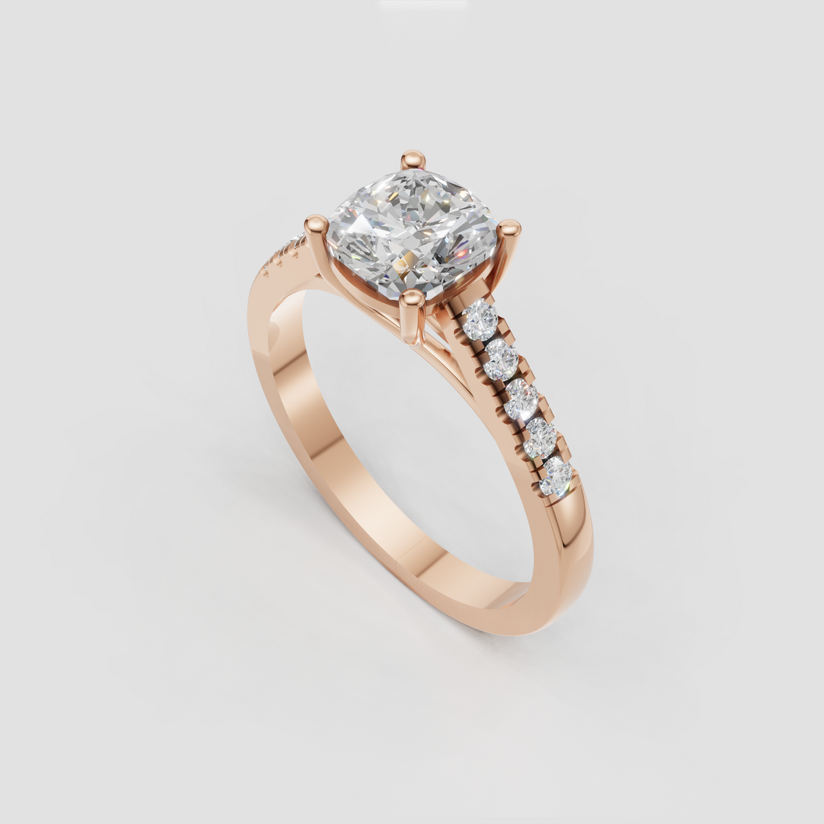 Classic yellow gold cushion cut engagement ring with pavé detailing