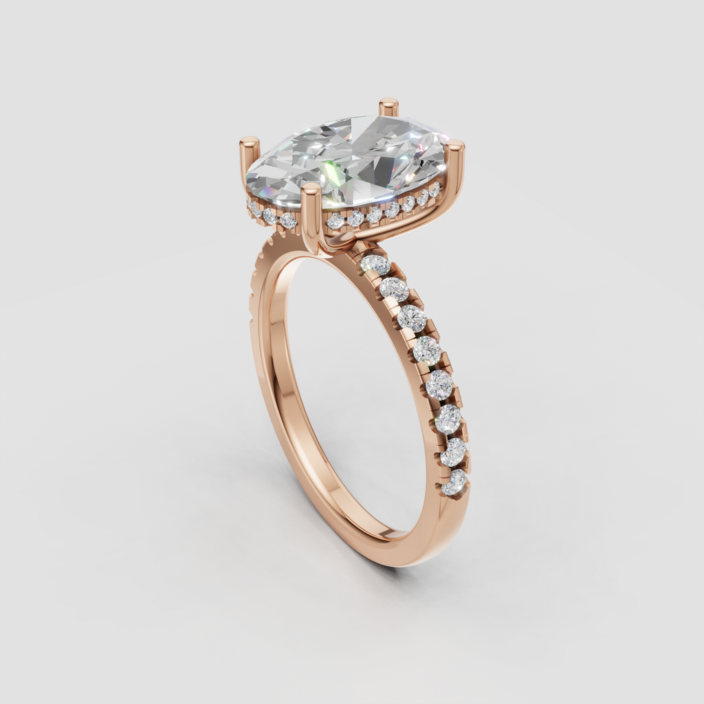 Oval diamond solitaire engagement ring with prong-set center stone