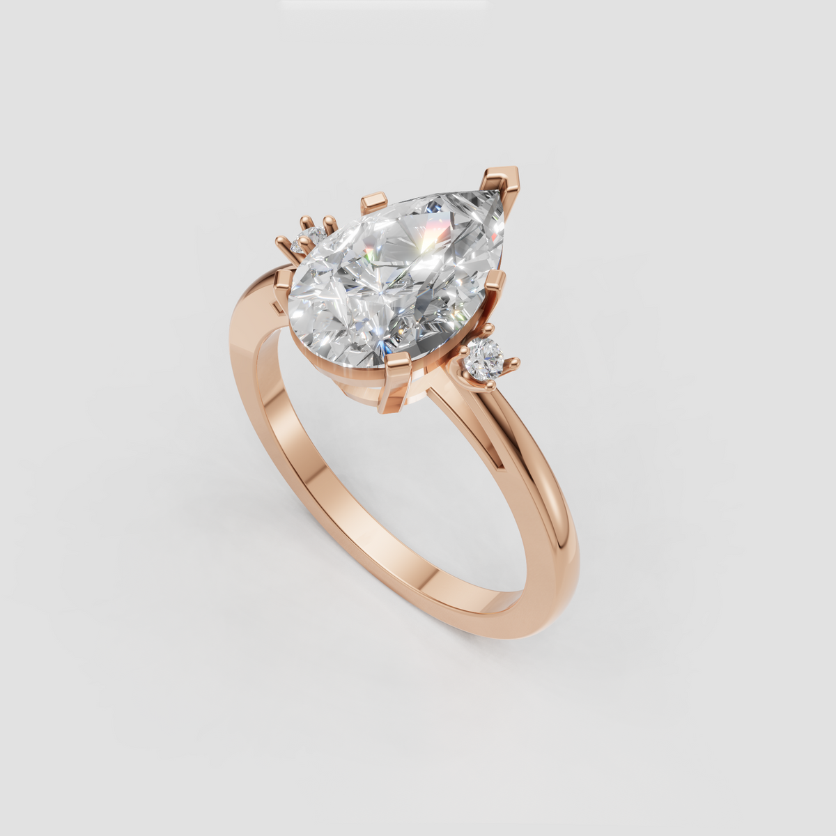 Pear cut diamond bridal ring with accent diamonds