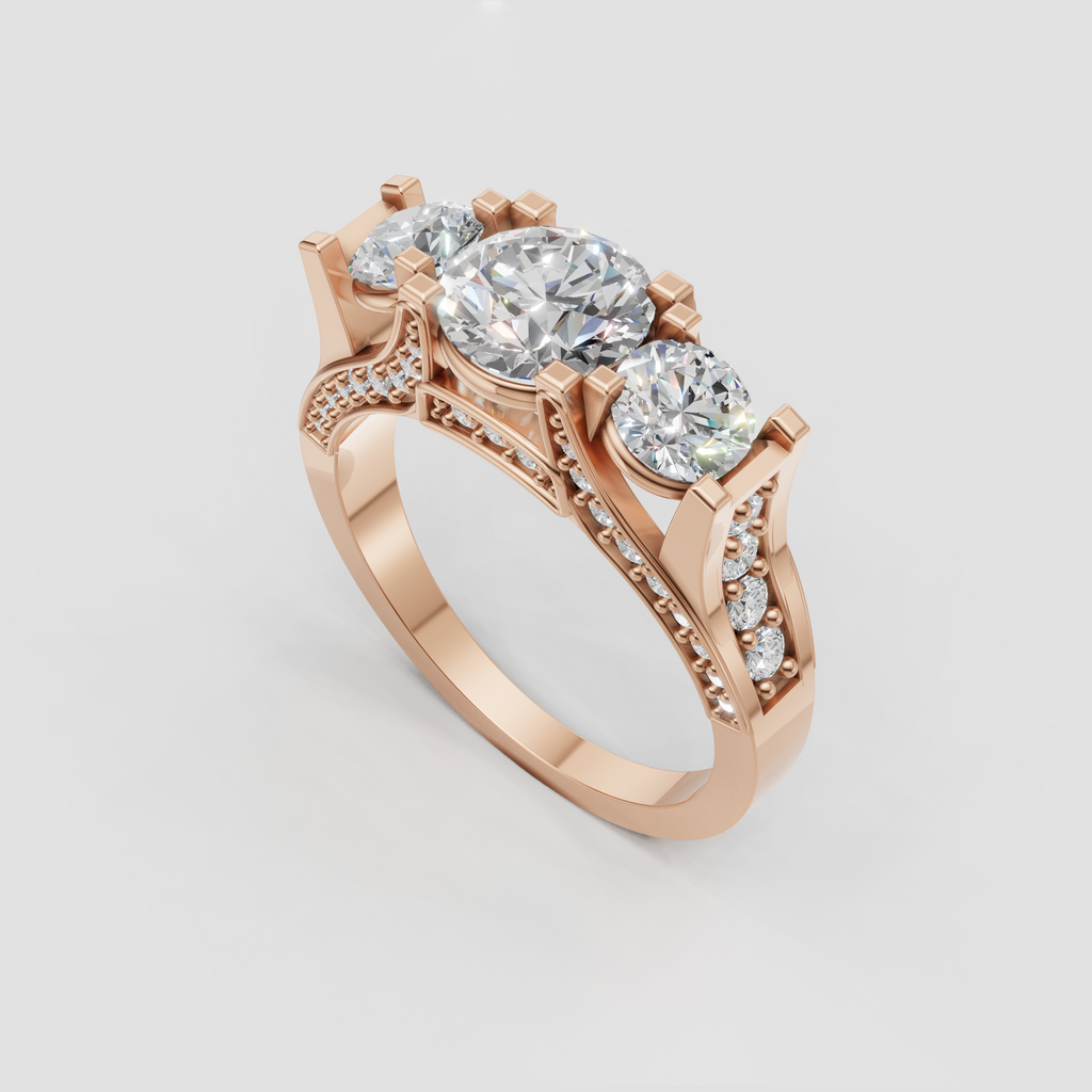 Round center diamond ring with matching side diamonds