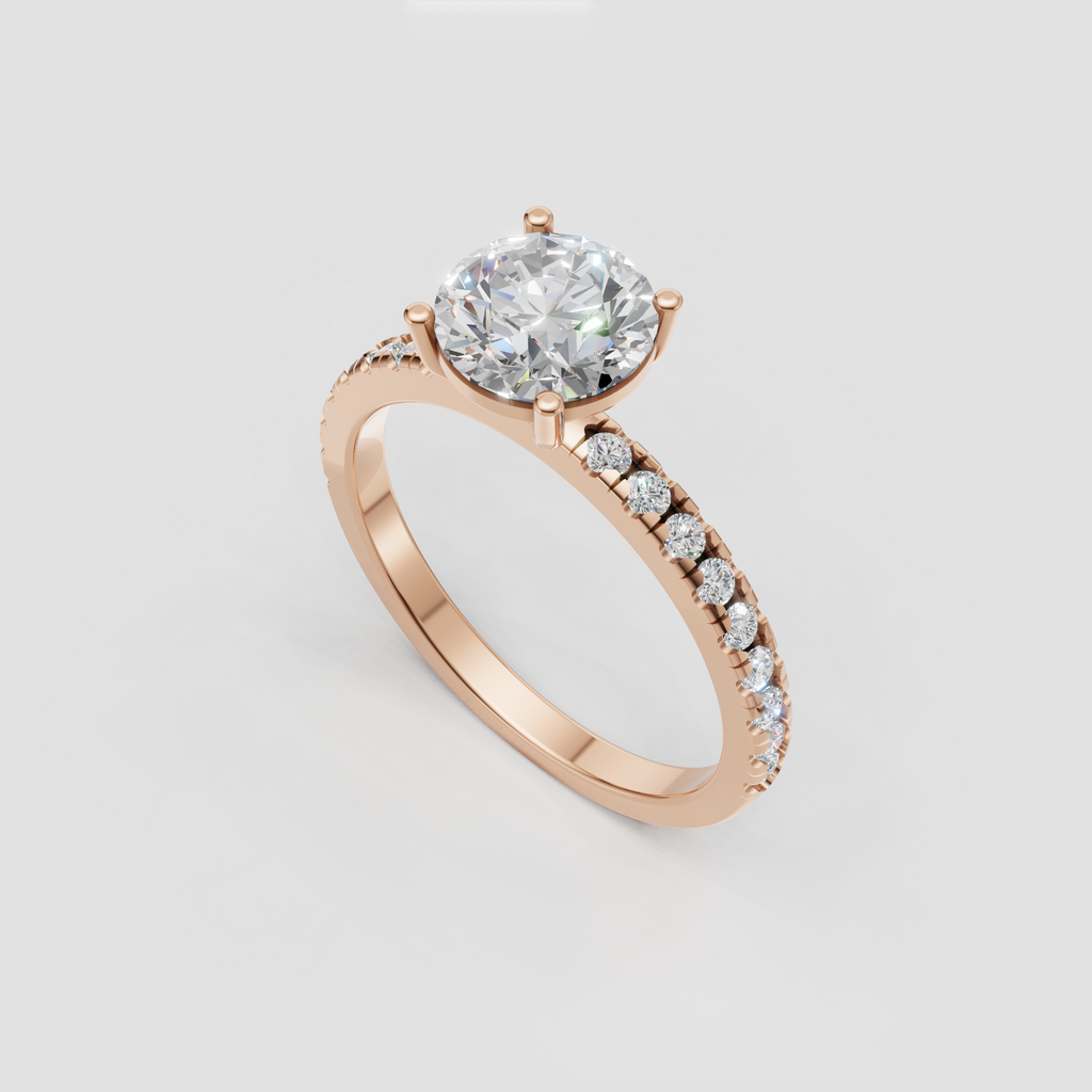 Sophisticated round diamond engagement ring in polished yellow gold