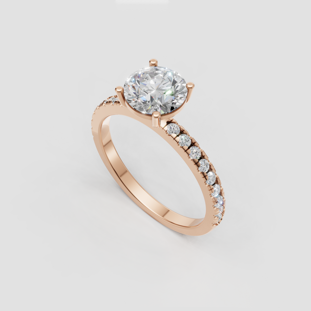 Sophisticated round diamond engagement ring in polished yellow gold