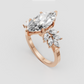 Marquise diamond ring with floral side stones