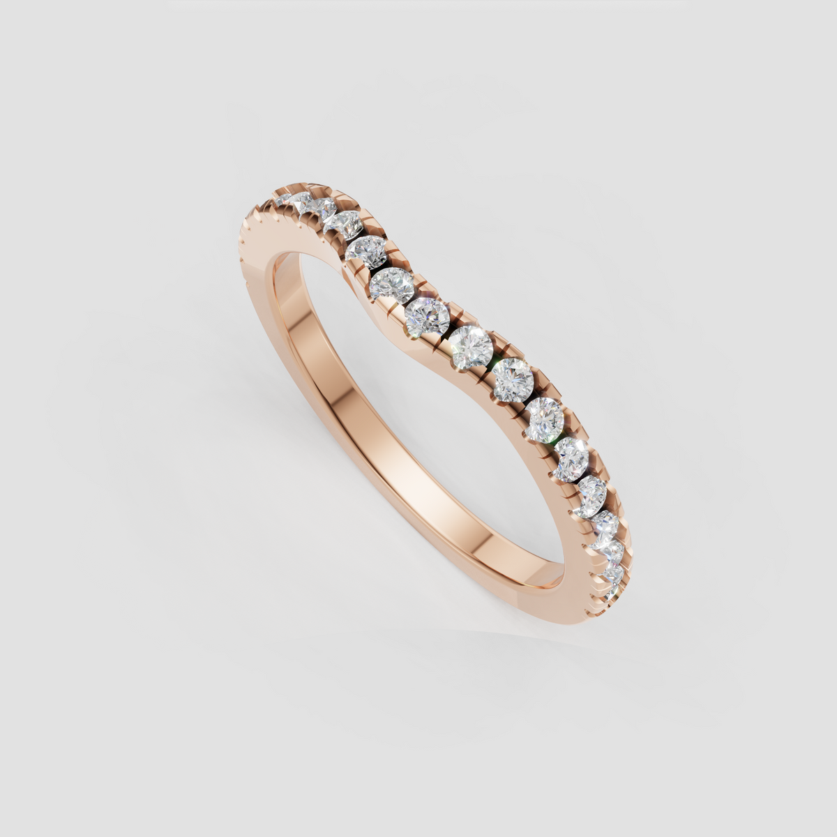 Yellow gold diamond band with continuous round stone detailing