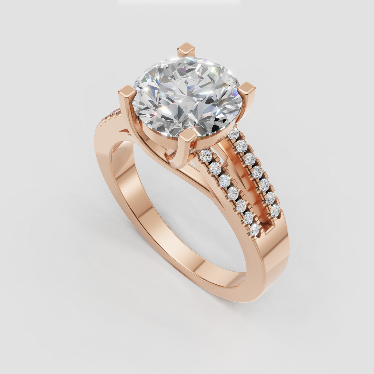 Round diamond birthday gift ring with polished gold setting