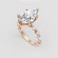 Polished yellow gold engagement ring with elongated pear center stone