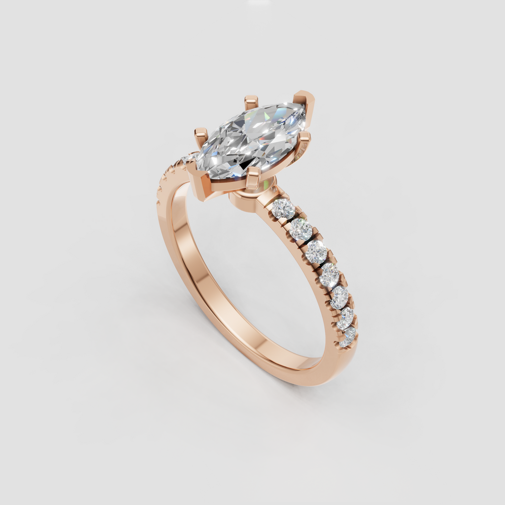 Marquise Diamond Cathedral Shared-Prong Engagement Ring