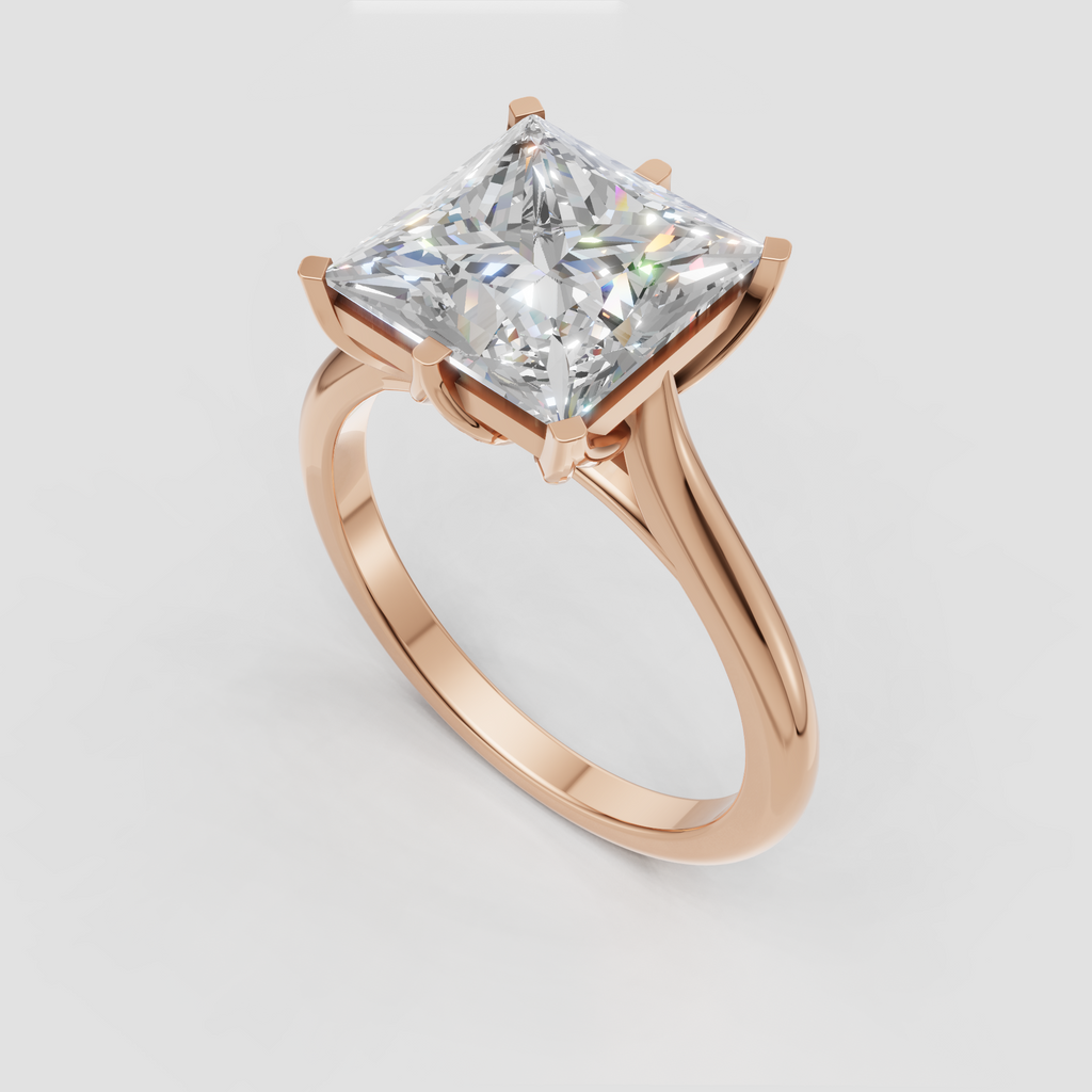 Princess cut diamond engagement ring with clean profile