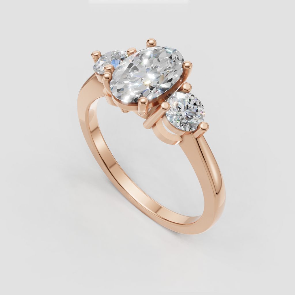 Detailed oval engagement ring with sculpted leaf-like filigree
