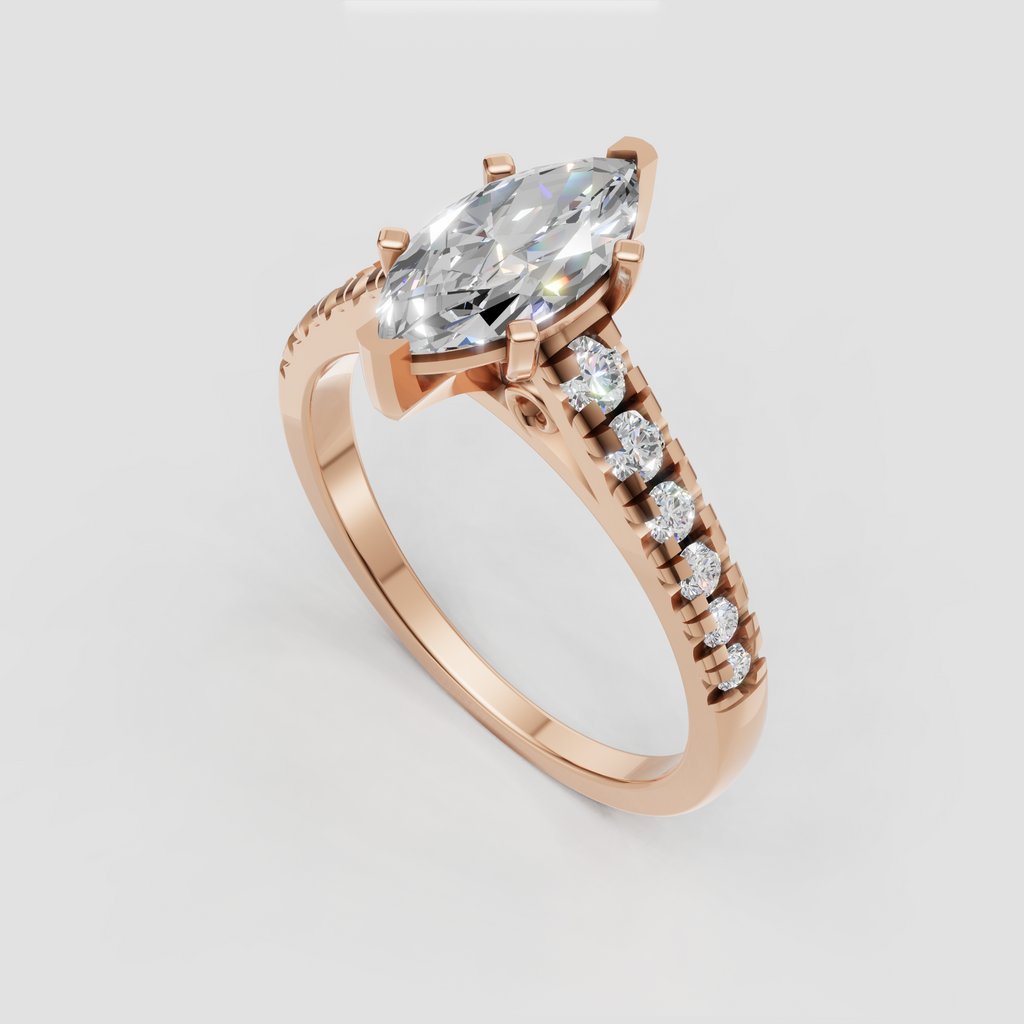 Elegant marquise diamond engagement ring with sparkling pavé shoulders