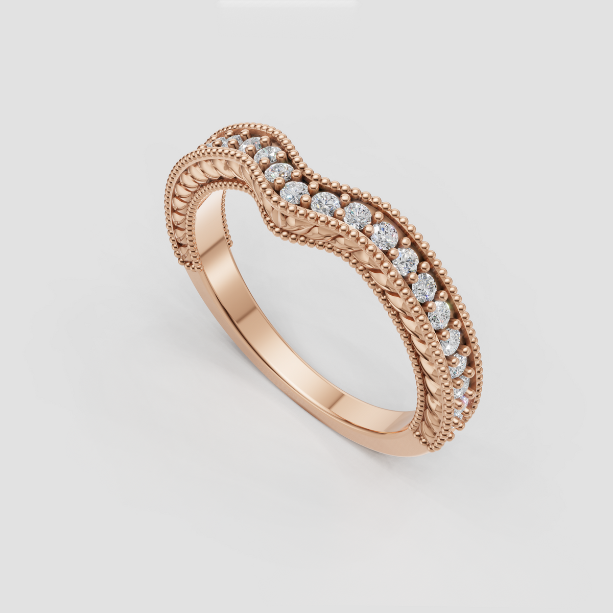 Yellow gold round cut diamond ring with vintage-inspired details