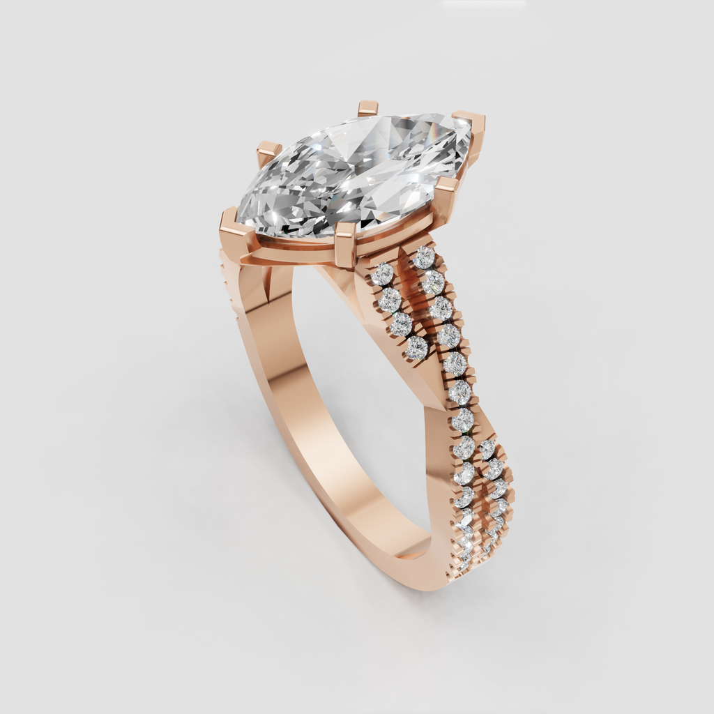 Pear Cut Lab Grown & Moissanite Diamond Halo Engagement Ring