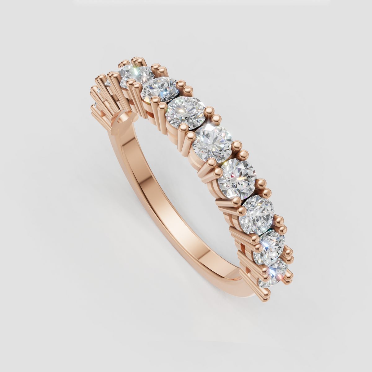 Yellow gold half eternity diamond band