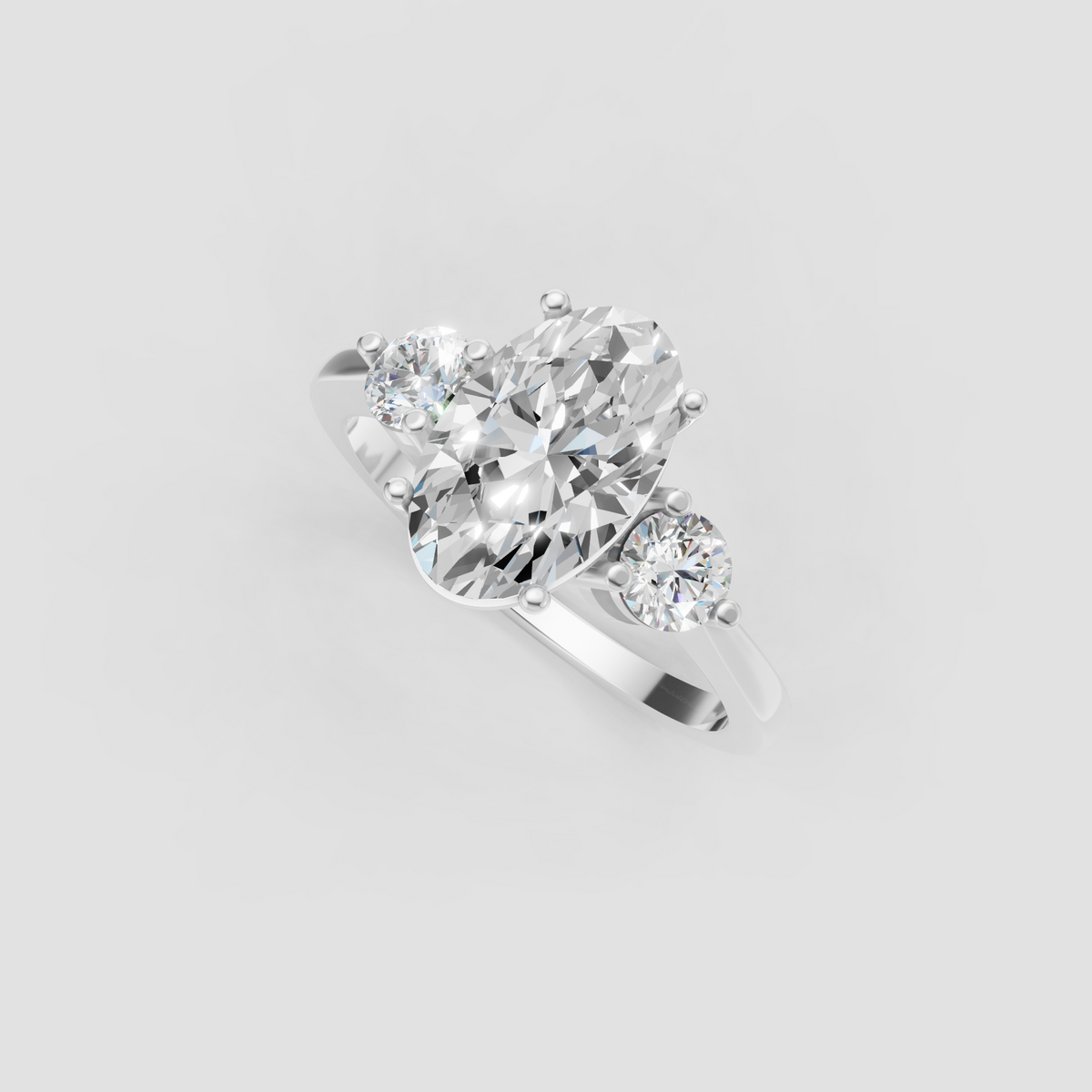 Classic oval cut diamond engagement ring with side stones