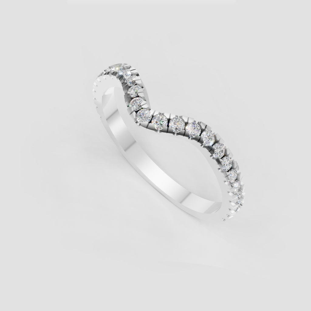 Elegant V-shaped diamond stacking ring in polished yellow gold