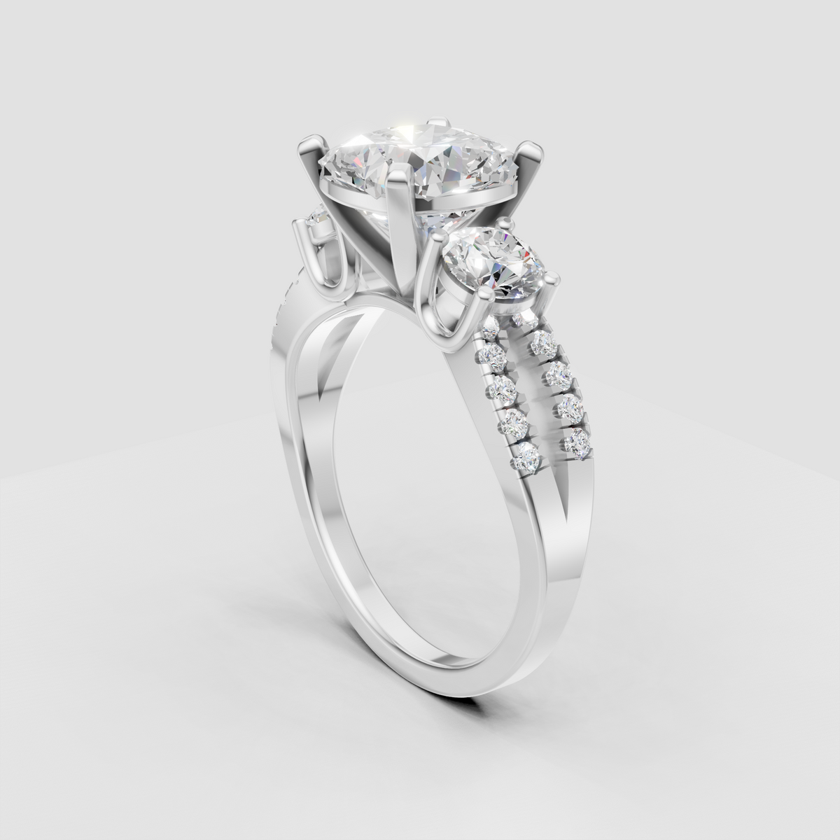 Luxury oval diamond engagement ring with sculpted prong settings