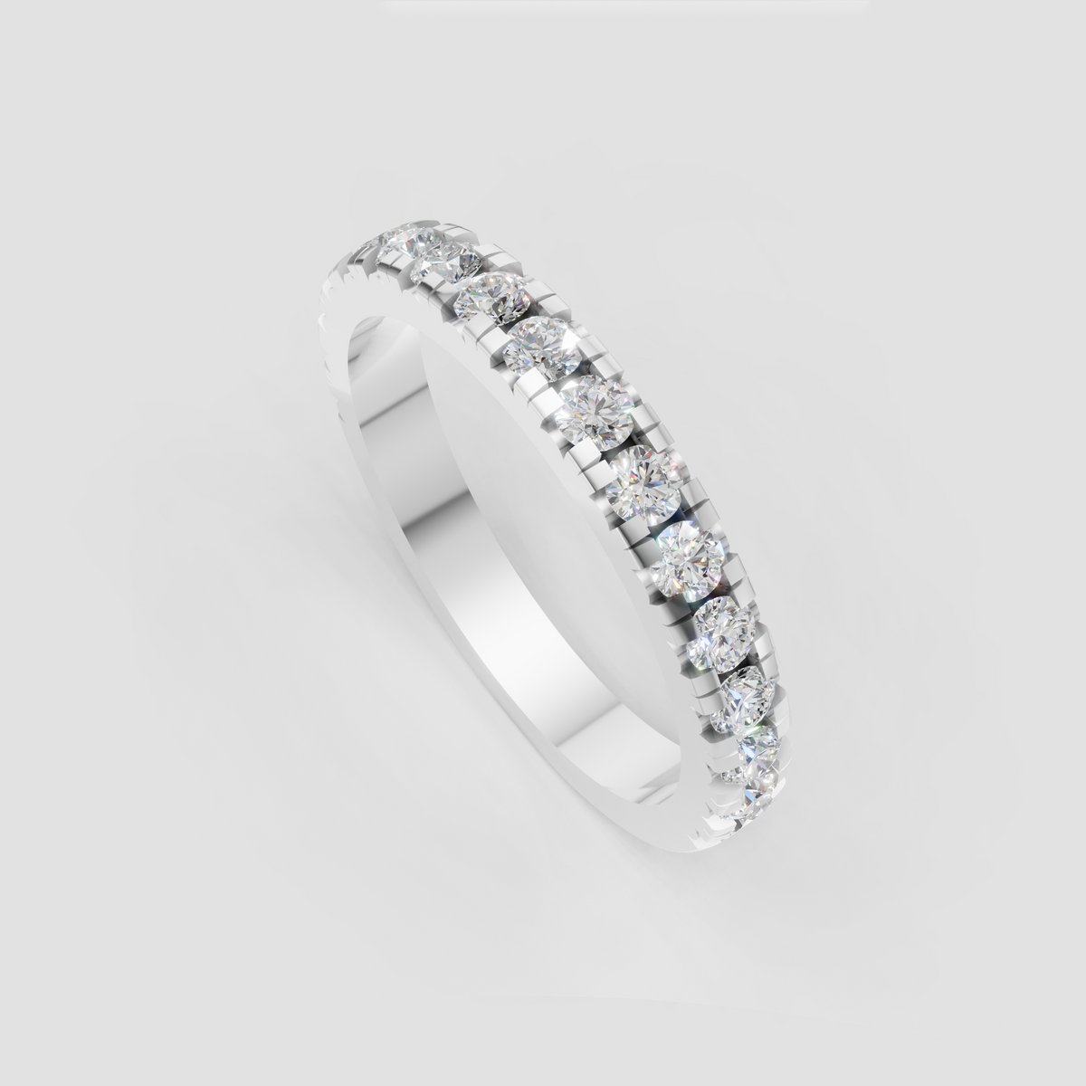 Elegant round diamond anniversary band with shared-prong setting