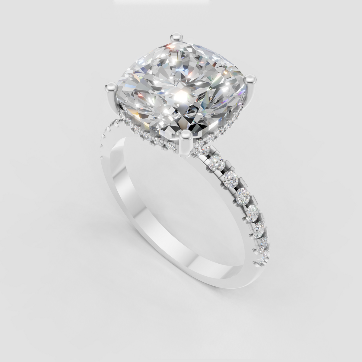 Pear Cut Lab Grown & Moissanite Diamond Halo Engagement Ring - Image 8