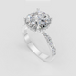 Round cut engagement ring featuring a polished twisted band