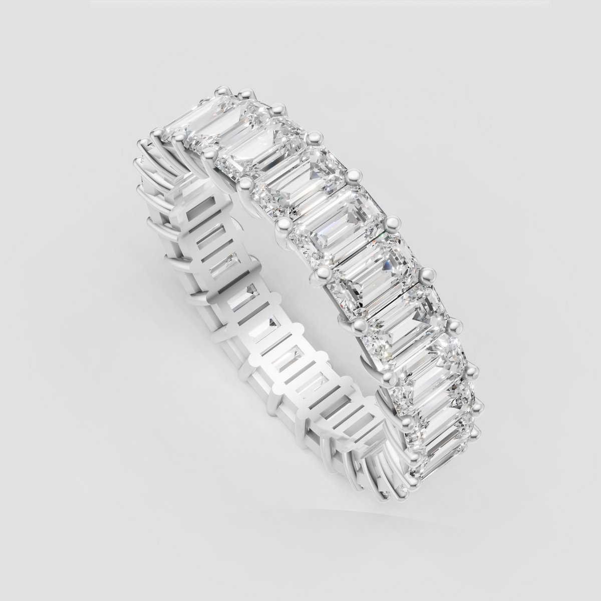 Luxury emerald cut diamond band with continuous stone setting