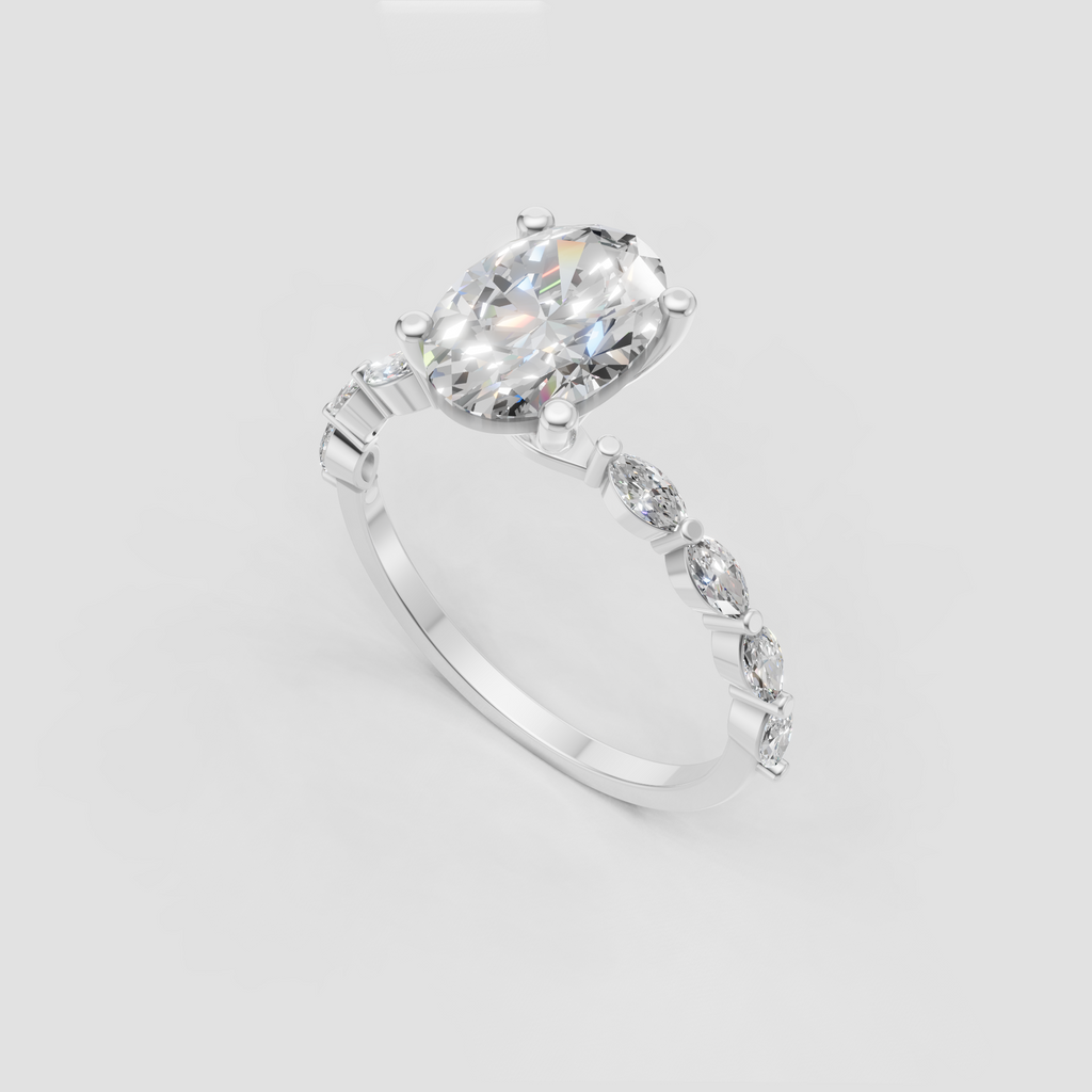 Elegant oval diamond ring with slim polished yellow gold band