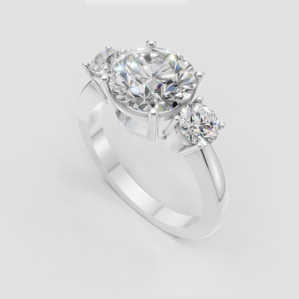 Elegant three stone round diamond ring