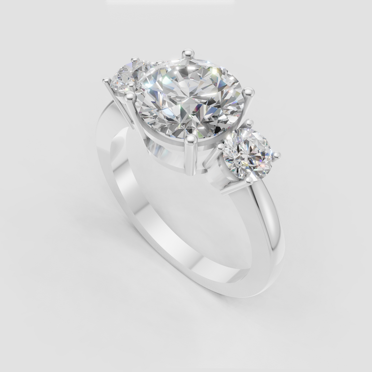 Elegant three stone round diamond ring