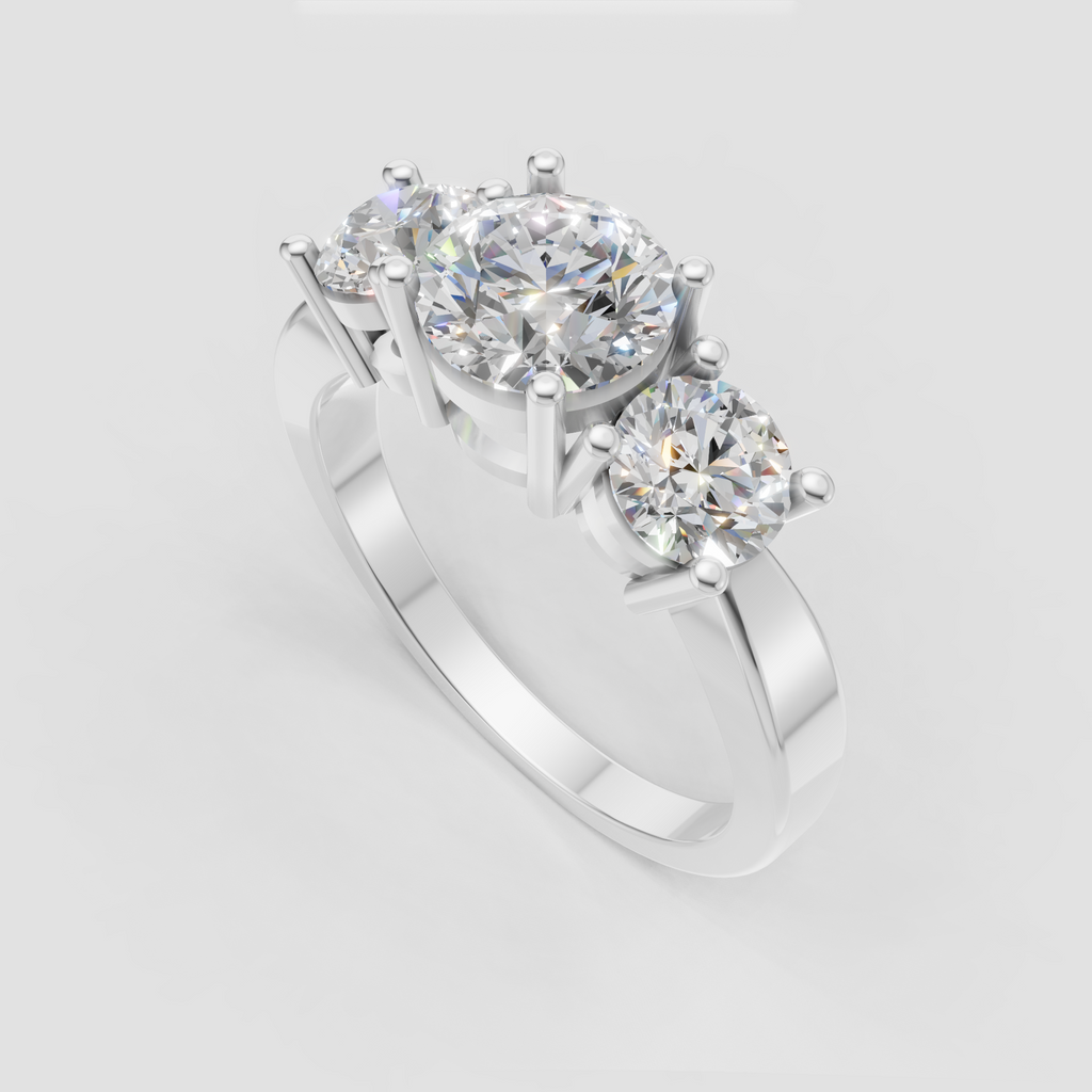 Round diamond engagement ring with delicate pavé band