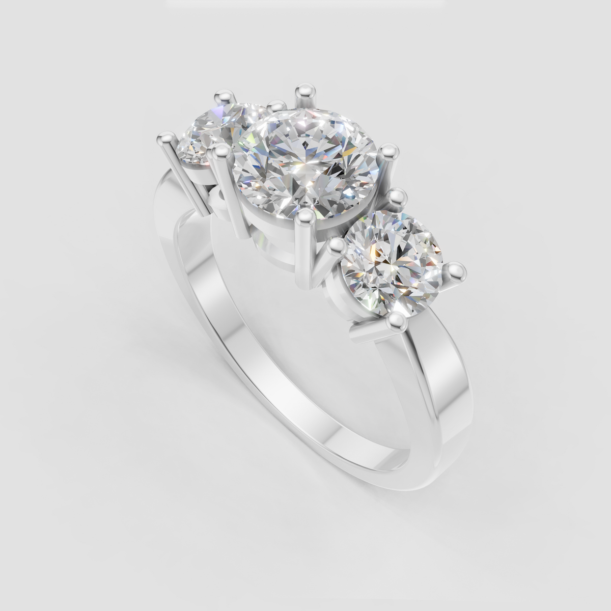 Round diamond engagement ring with delicate pavé band