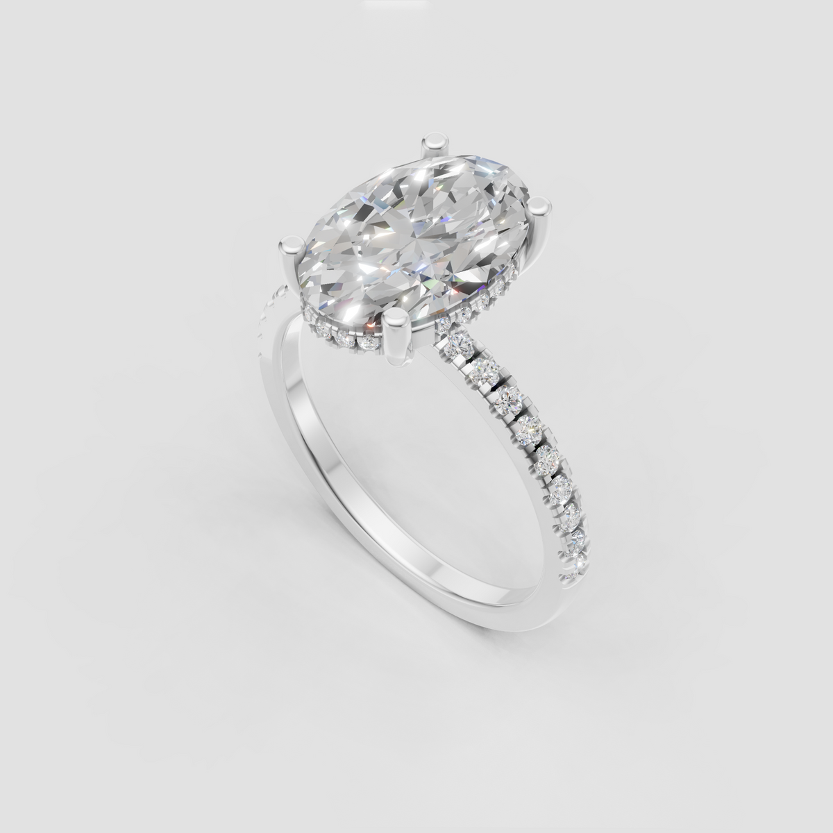 Luxury oval cut diamond ring with hidden halo detail