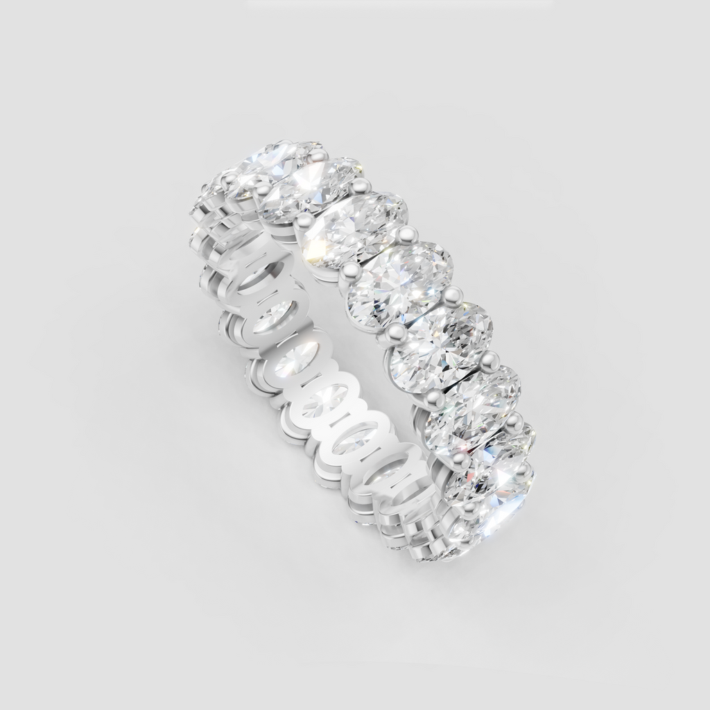 Luxury oval diamond eternity band close-up