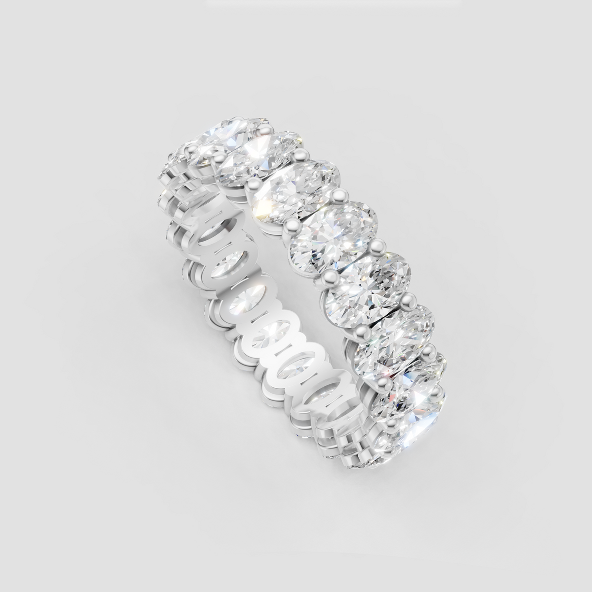 Luxury oval diamond eternity band close-up