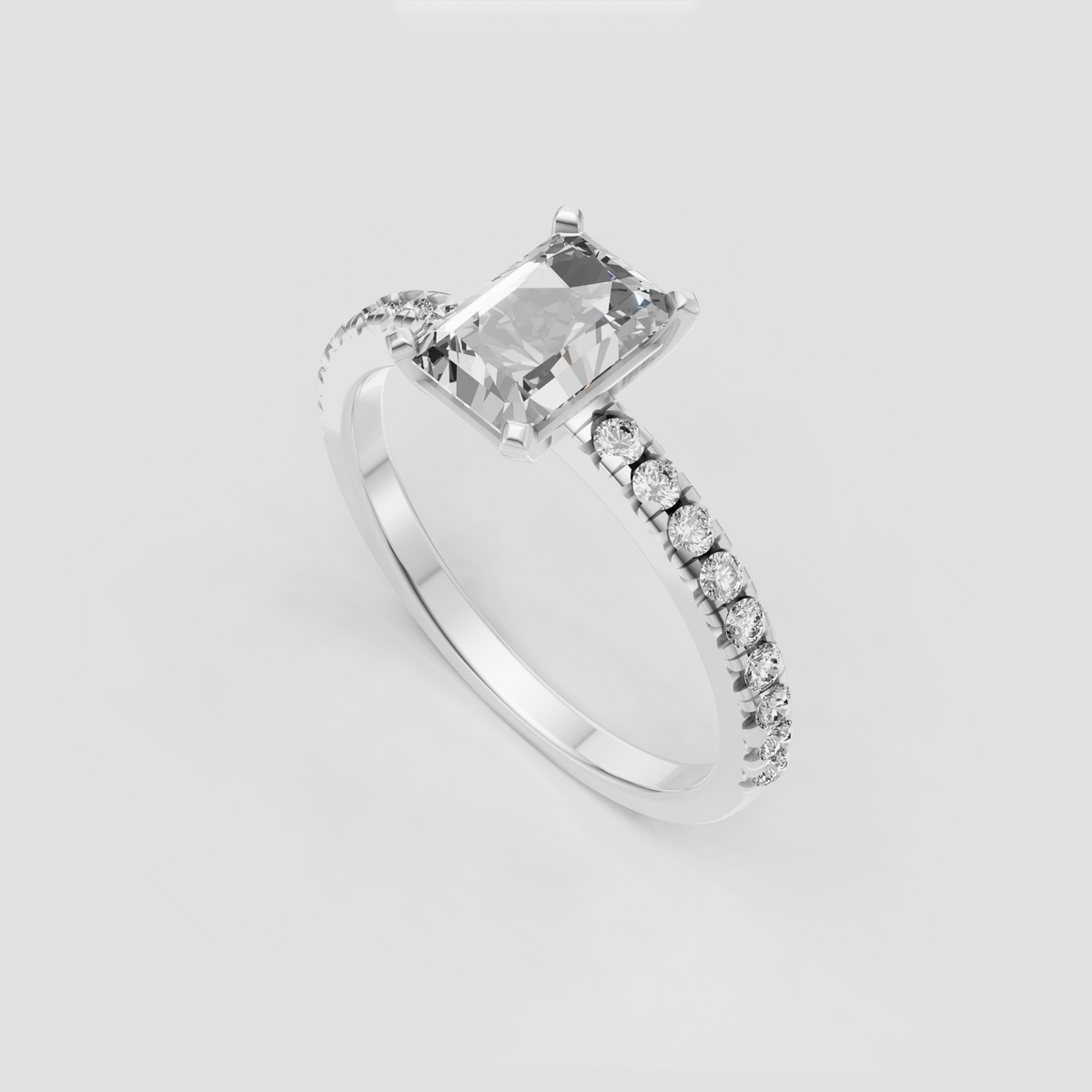 Luxury radiant Diamond engagement ring with polished yellow gold finish