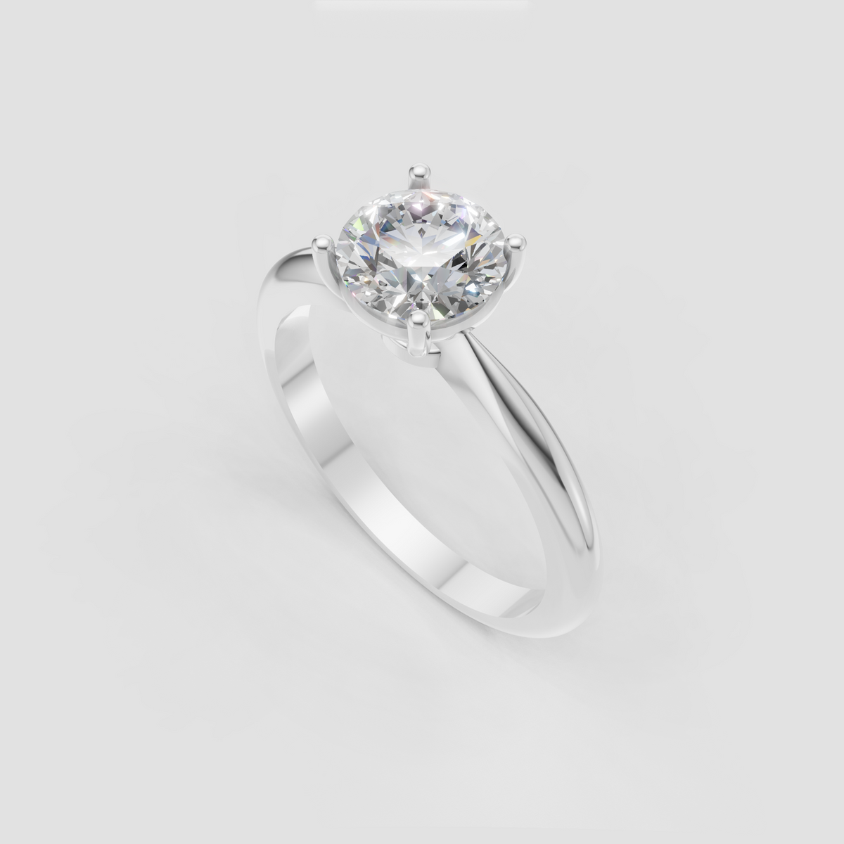 Timeless round cut diamond engagement ring with sleek polished gold band