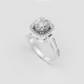 Luxury cushion diamond ring with halo setting and pavé diamond band