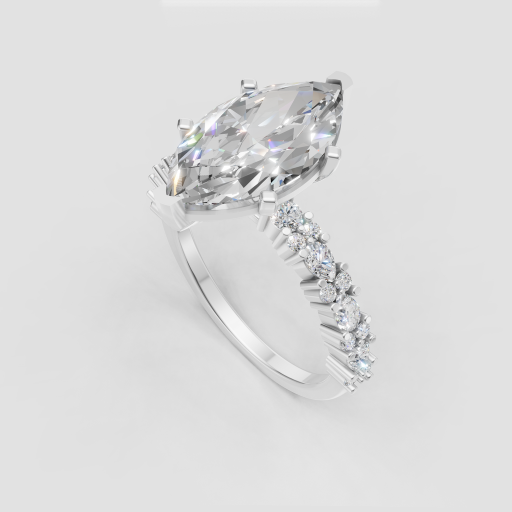 Marquise diamond ring with pear and round diamonds
