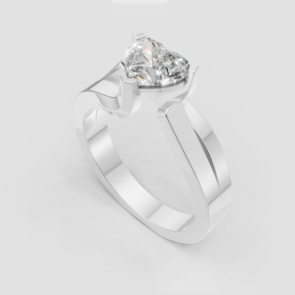 Vintage heart diamond engagement ring with polished gold band