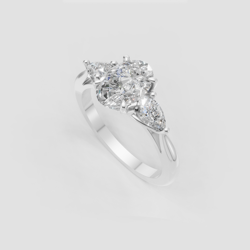 Yellow gold oval engagement ring with matching side diamonds