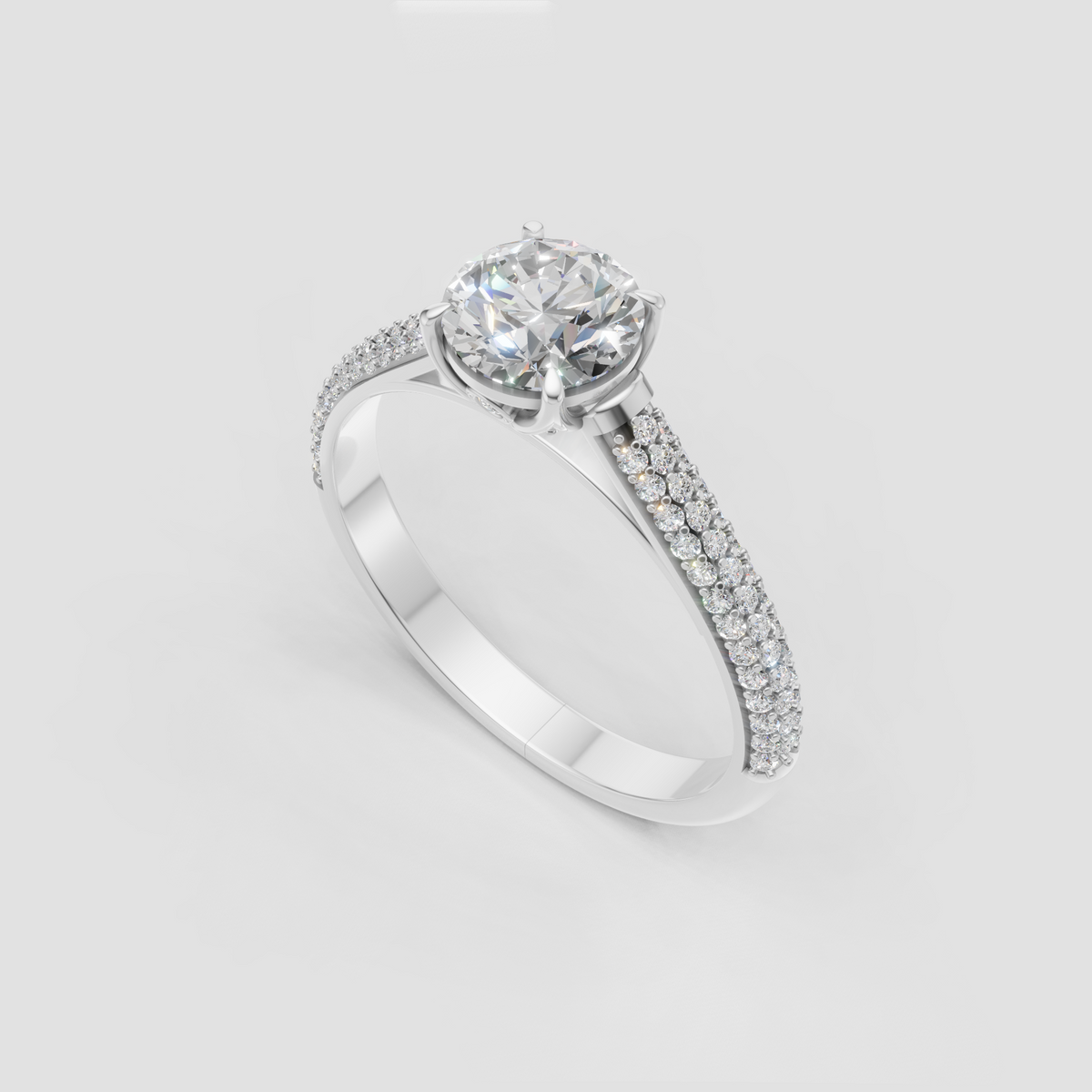 Yellow gold Diamond ring with sparkling split pavé band