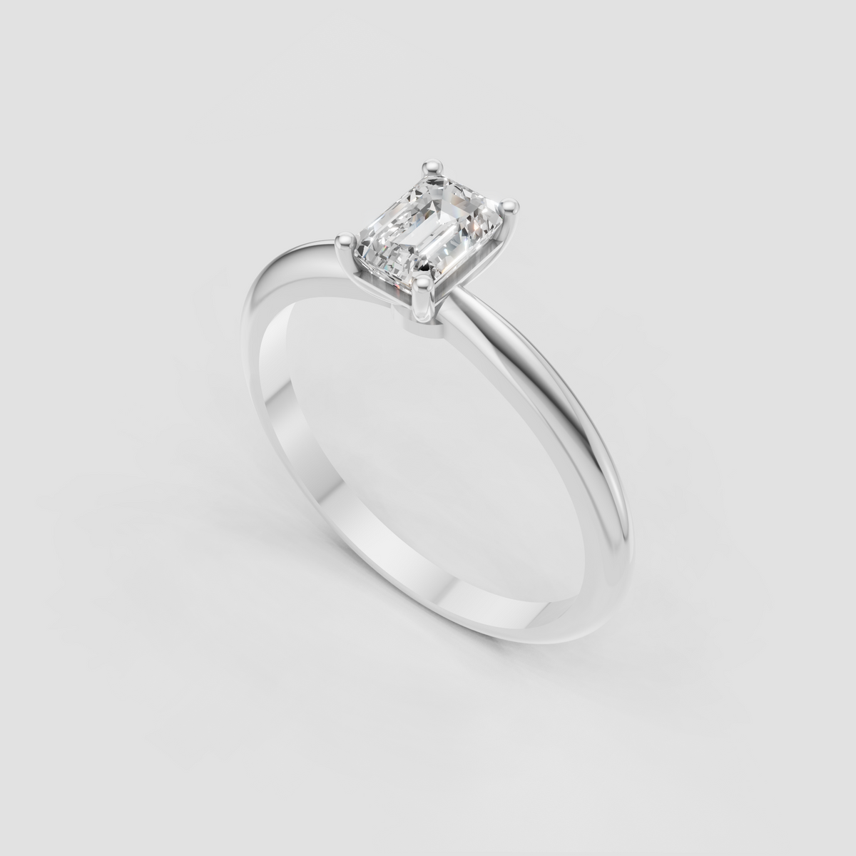 Elegant emerald cut solitaire ring with elongated center stone