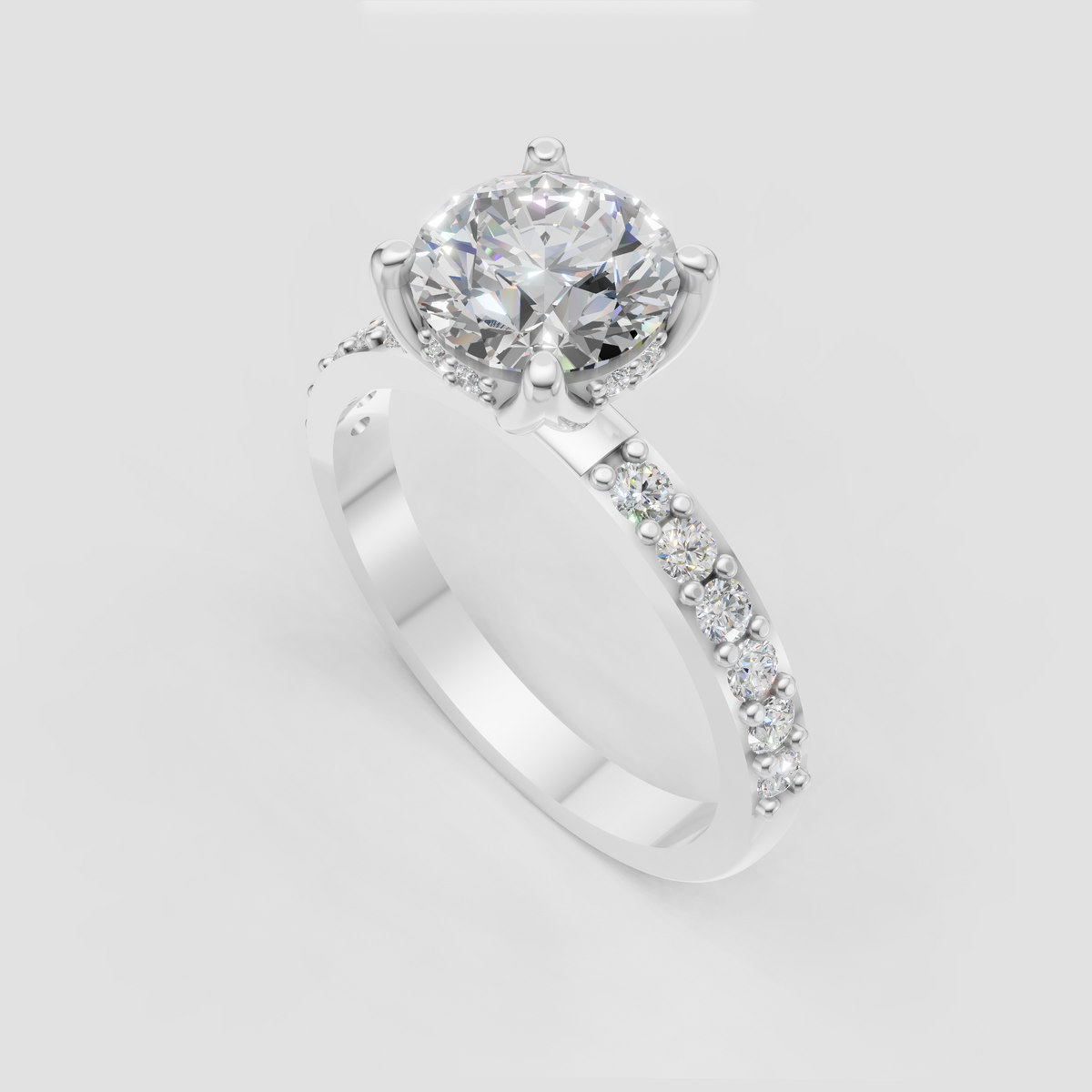 Luxury round brilliant diamond ring in yellow gold