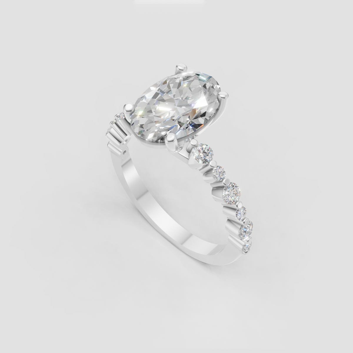 Oval center diamond prong setting engagement ring