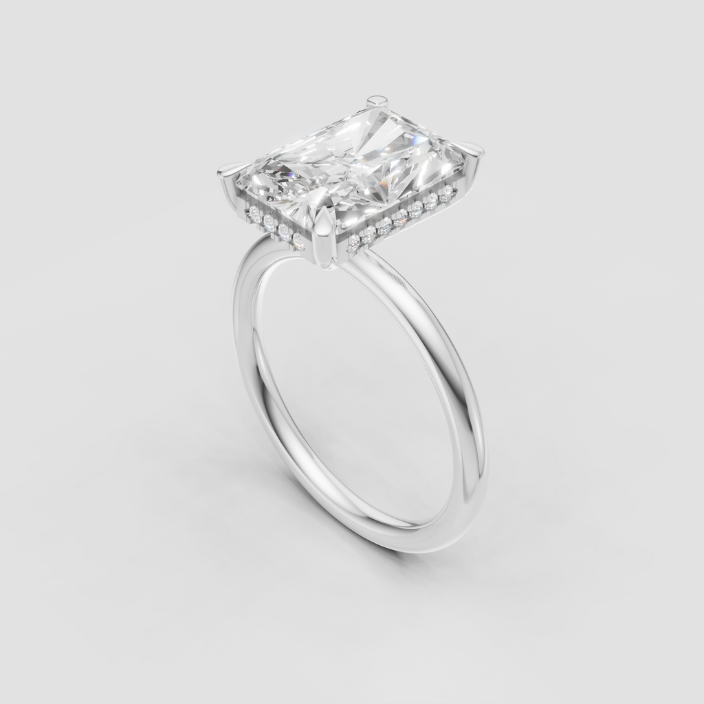 Luxury yellow gold radiant diamond engagement ring
